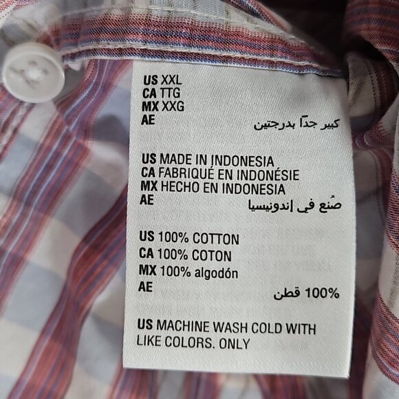 Tasso Elba Short Sleeve Shirt Men's XXL Blue Red Hawaiian Tropical Print EUC LN - Picture 9 of 16